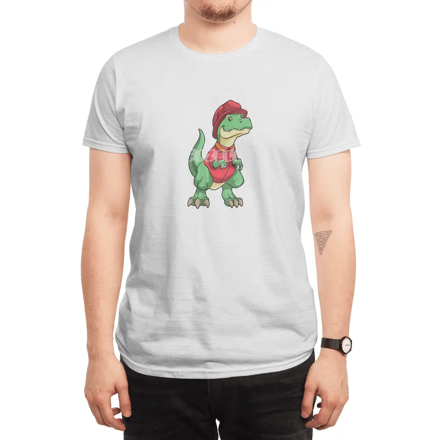 Dinosaur as Firefighter with Fire helmet Spor T-Shirt