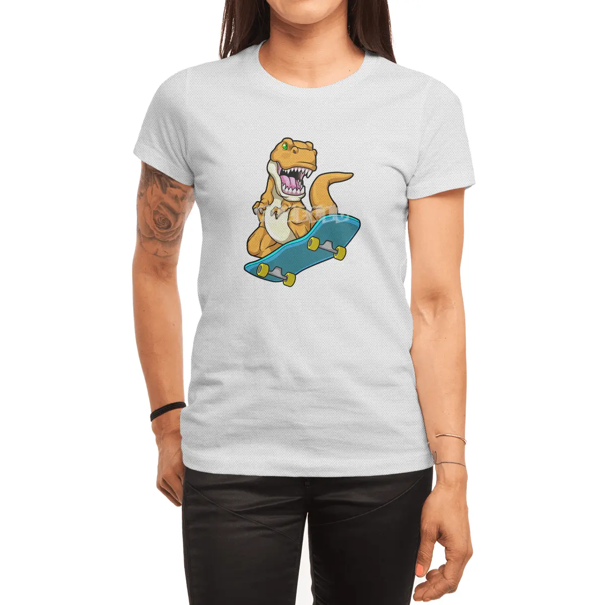 Dinosaur as Skater with Skateboard Spor T-Shirt
