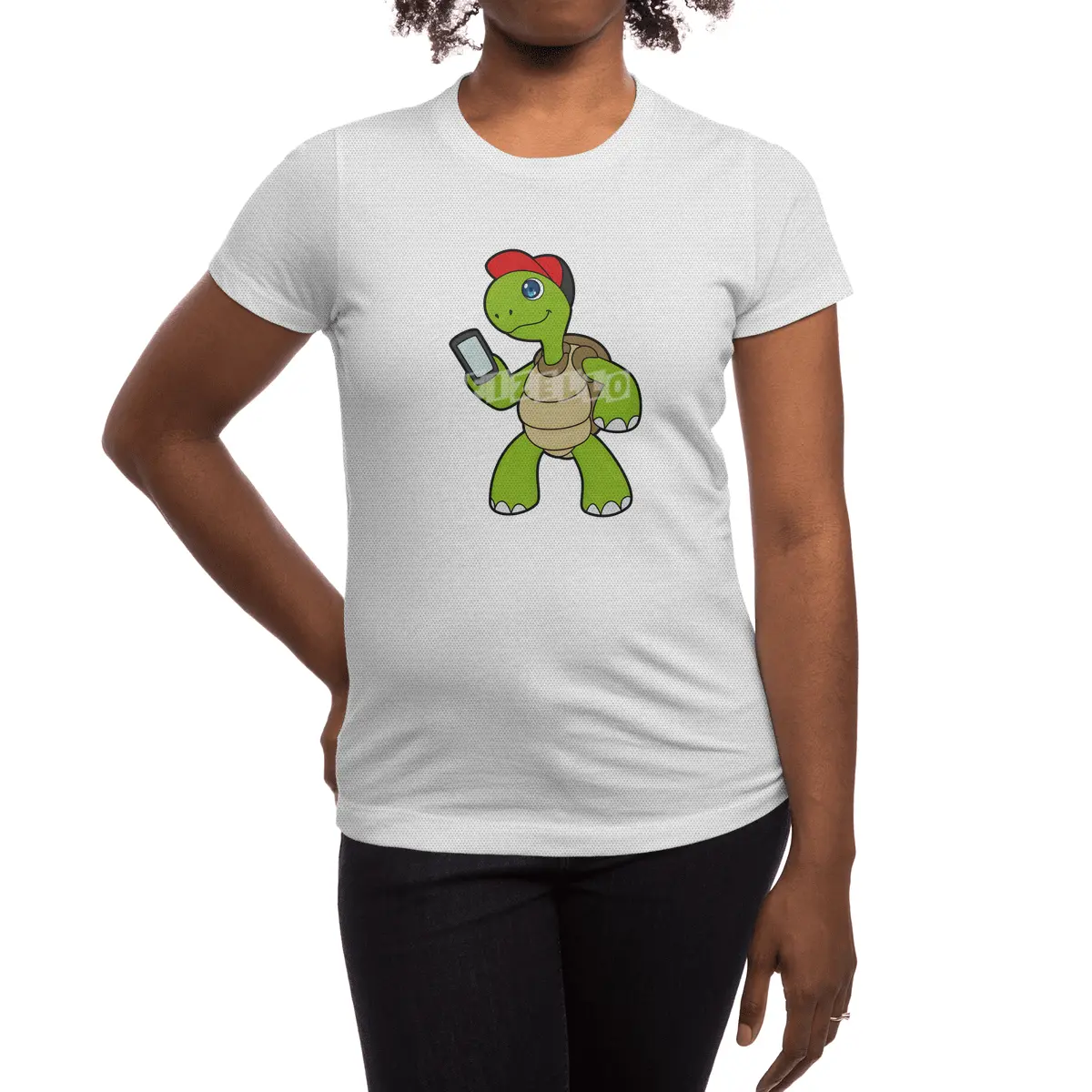 Turtle with Phone & Hat Spor T-Shirt