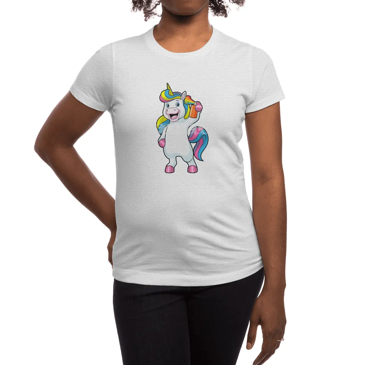 Unicorn as Hairdresser with Hairspray Spor T-Shirt