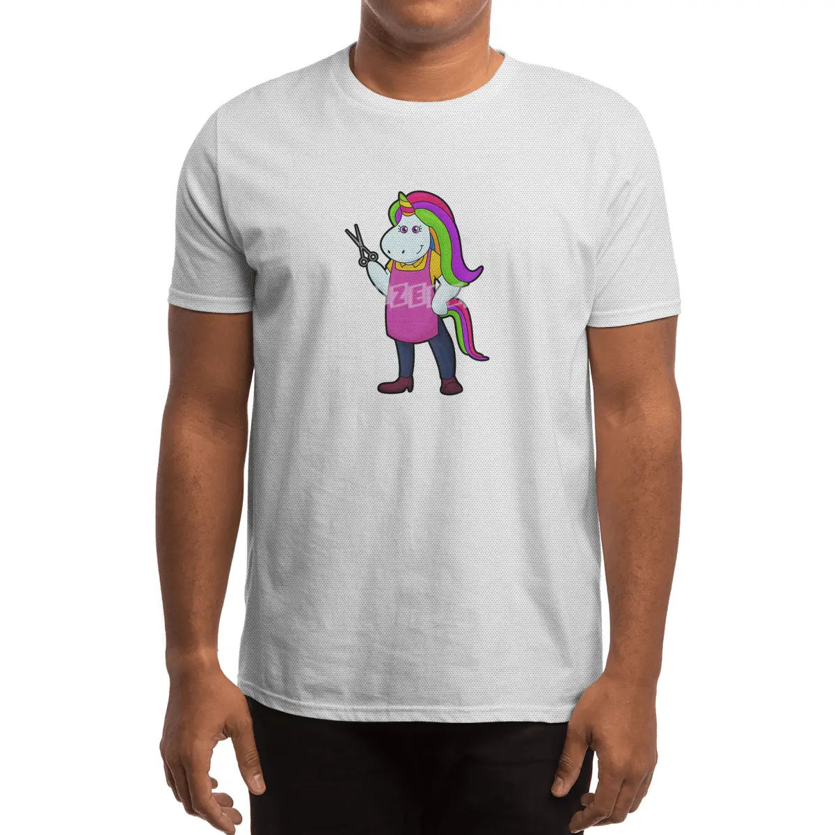 Unicorn as Hairdresser with Scissors Spor T-Shirt