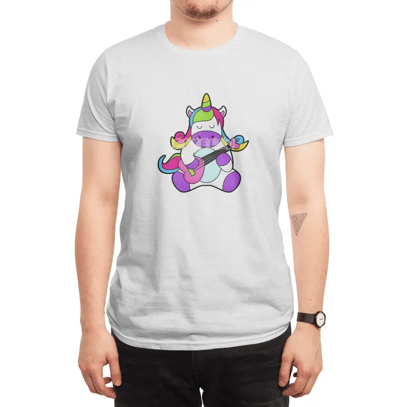 Unicorn as Musician with Guitar Spor T-Shirt