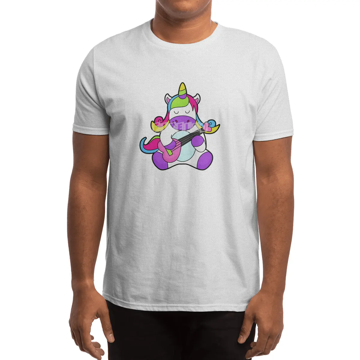 Unicorn as Musician with Guitar Spor T-Shirt