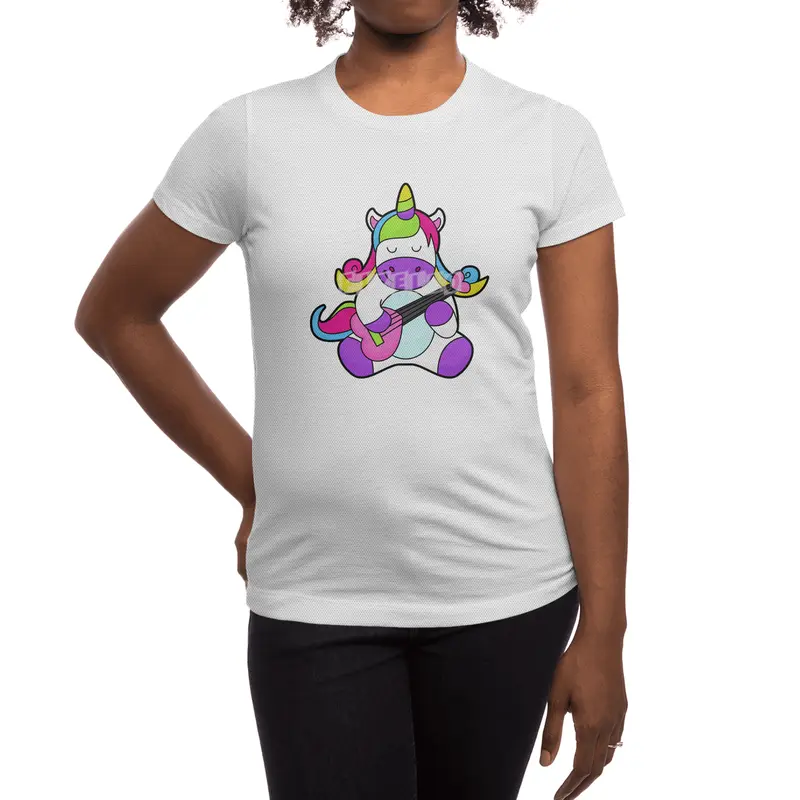 Unicorn as Musician with Guitar Spor T-Shirt