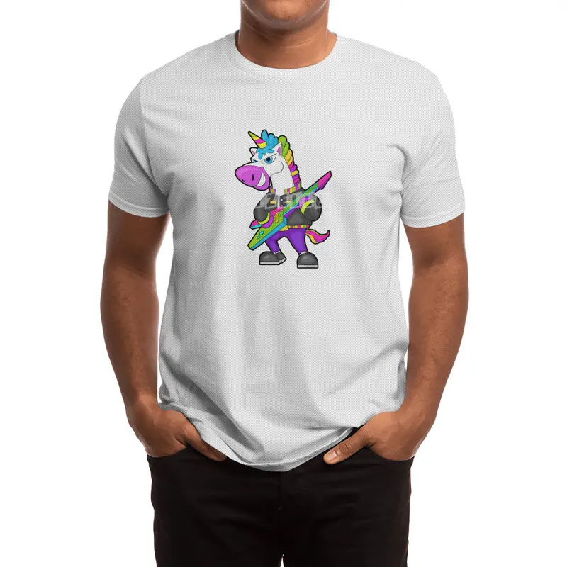 Unicorn as Musician with Guitar Spor T-Shirt