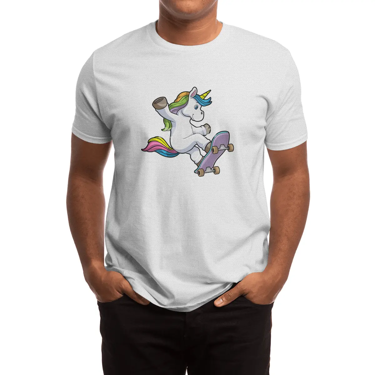 Unicorn as Skater with Skateboard Spor T-Shirt