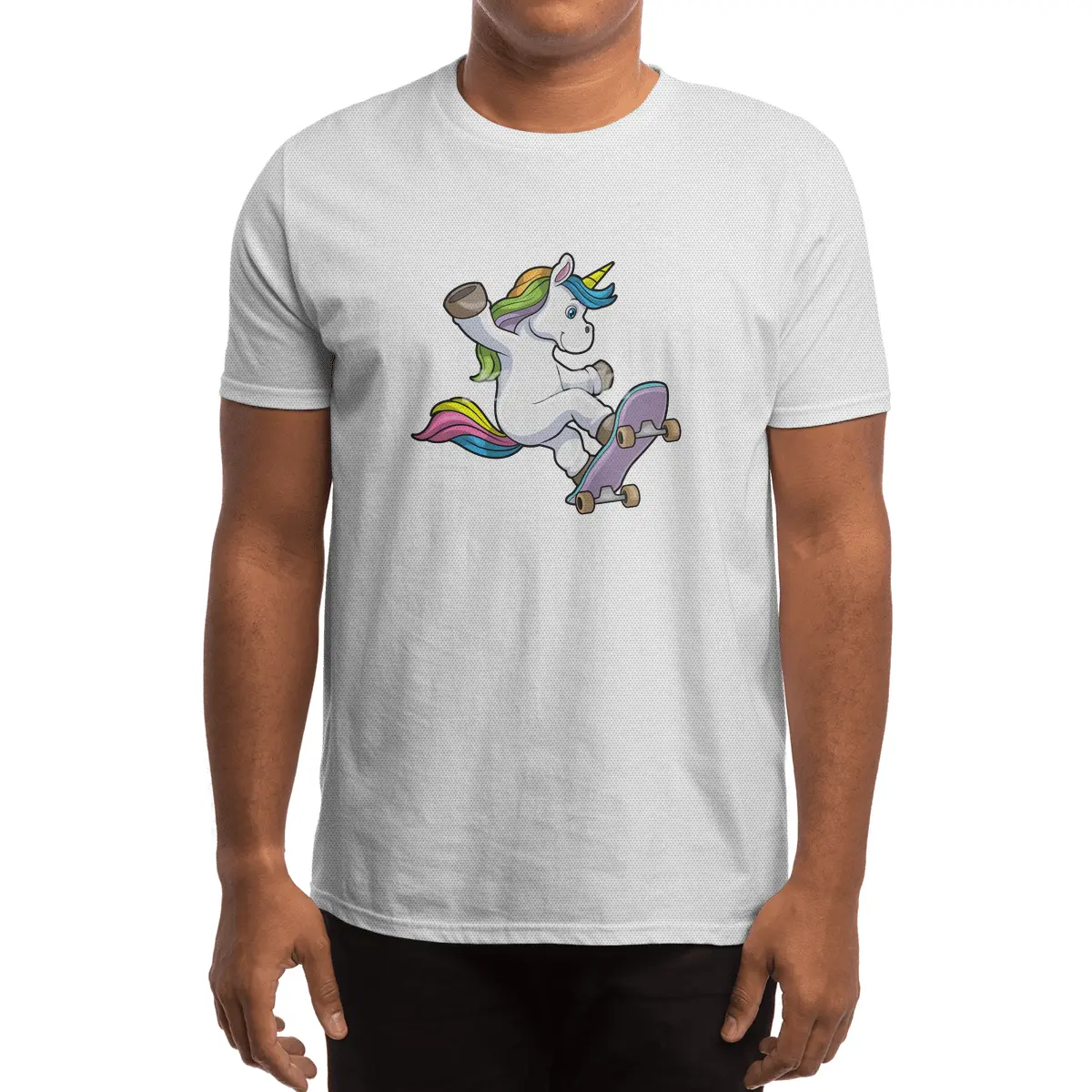 Unicorn as Skater with Skateboard Spor T-Shirt