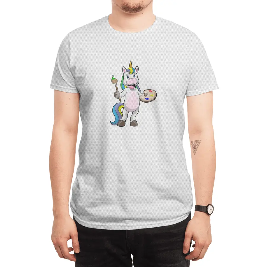 Unicorn at Painting with Brush & Colour Spor T-Shirt