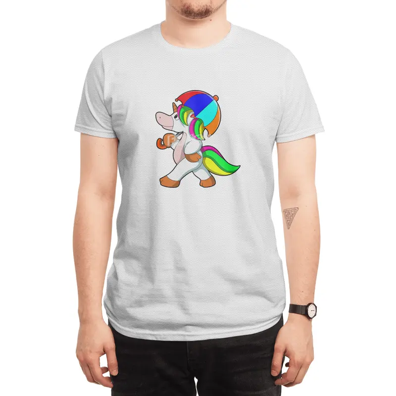 Unicorn with colorful Umbrella Spor T-Shirt