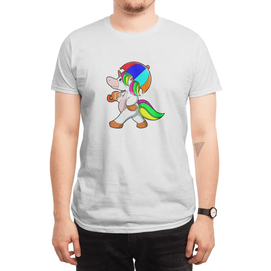 Unicorn with colorful Umbrella Spor T-Shirt