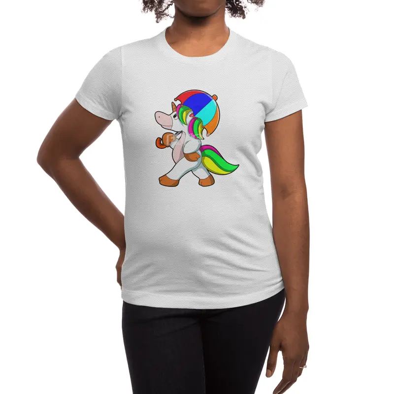 Unicorn with colorful Umbrella Spor T-Shirt