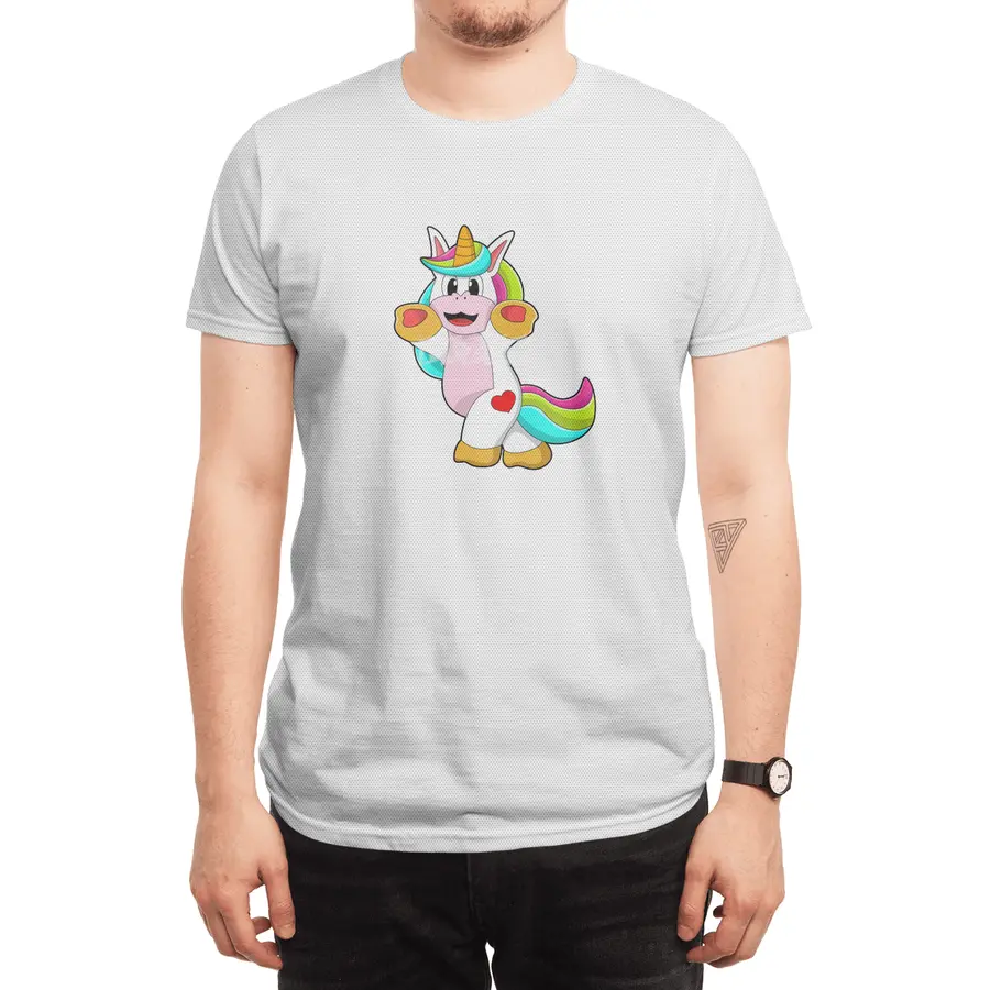 Unicorn with Heart Tattoo Spor T-Shirt