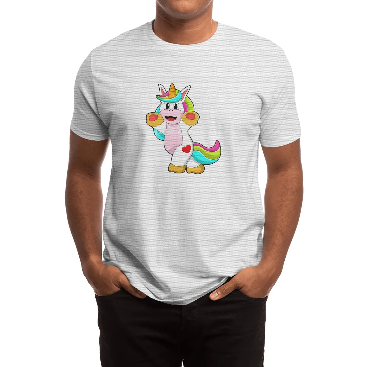 Unicorn with Heart Tattoo Spor T-Shirt