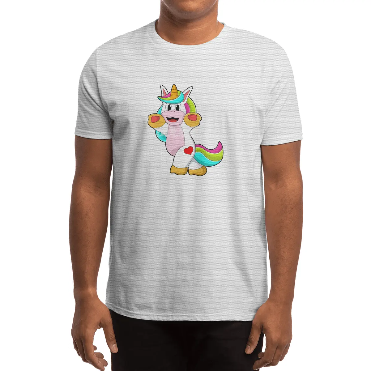 Unicorn with Heart Tattoo Spor T-Shirt