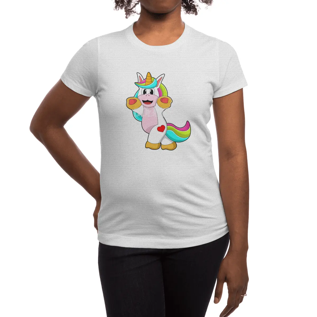 Unicorn with Heart Tattoo Spor T-Shirt