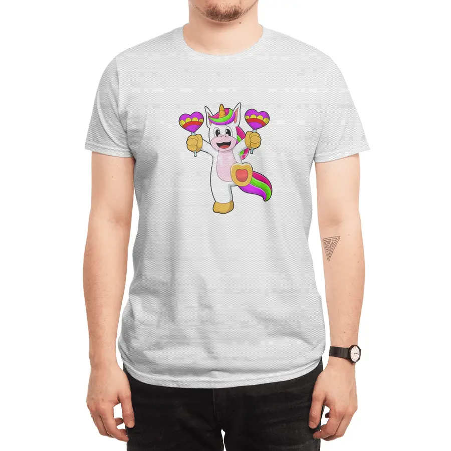 Unicorn with Hearts Spor T-Shirt