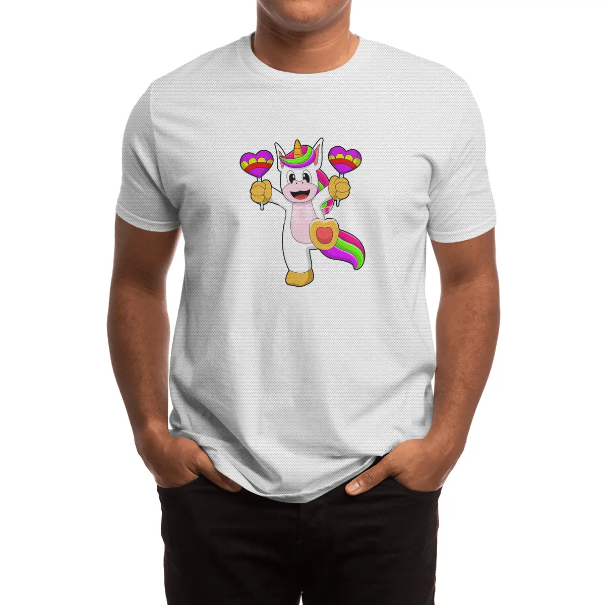 Unicorn with Hearts Spor T-Shirt