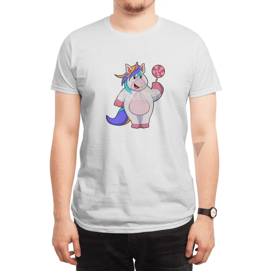 Unicorn with Lollipop Spor T-Shirt