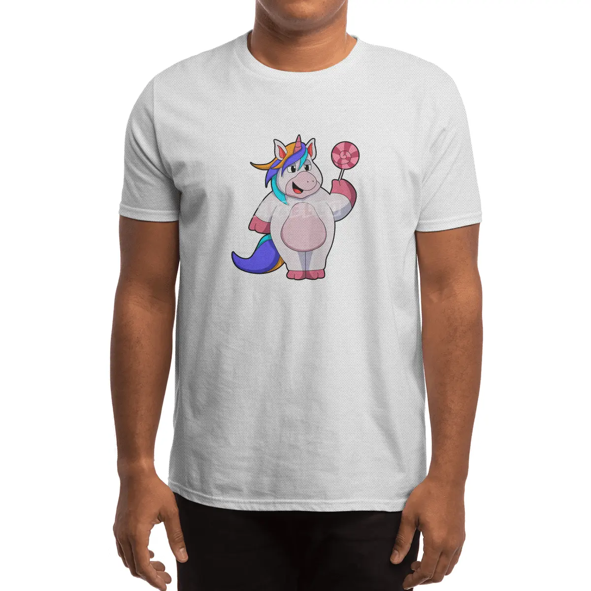 Unicorn with Lollipop Spor T-Shirt