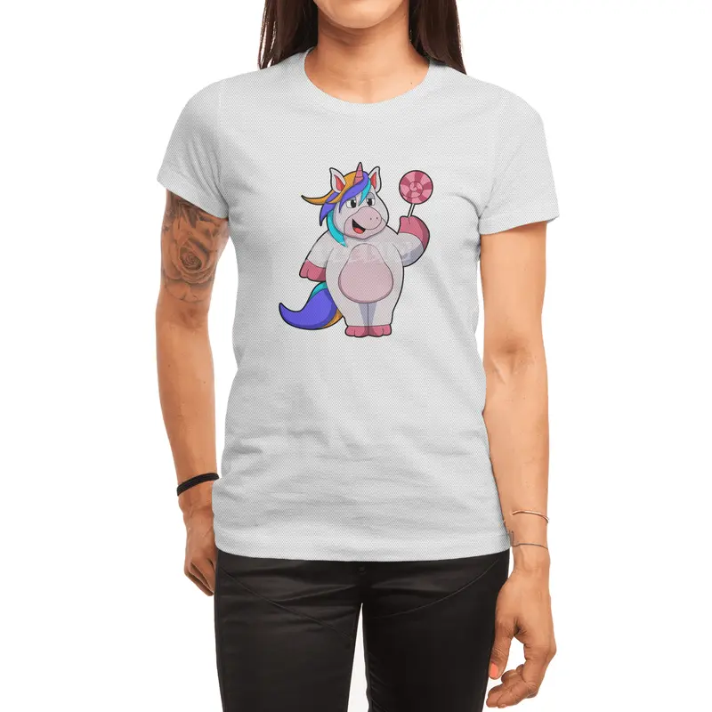Unicorn with Lollipop Spor T-Shirt