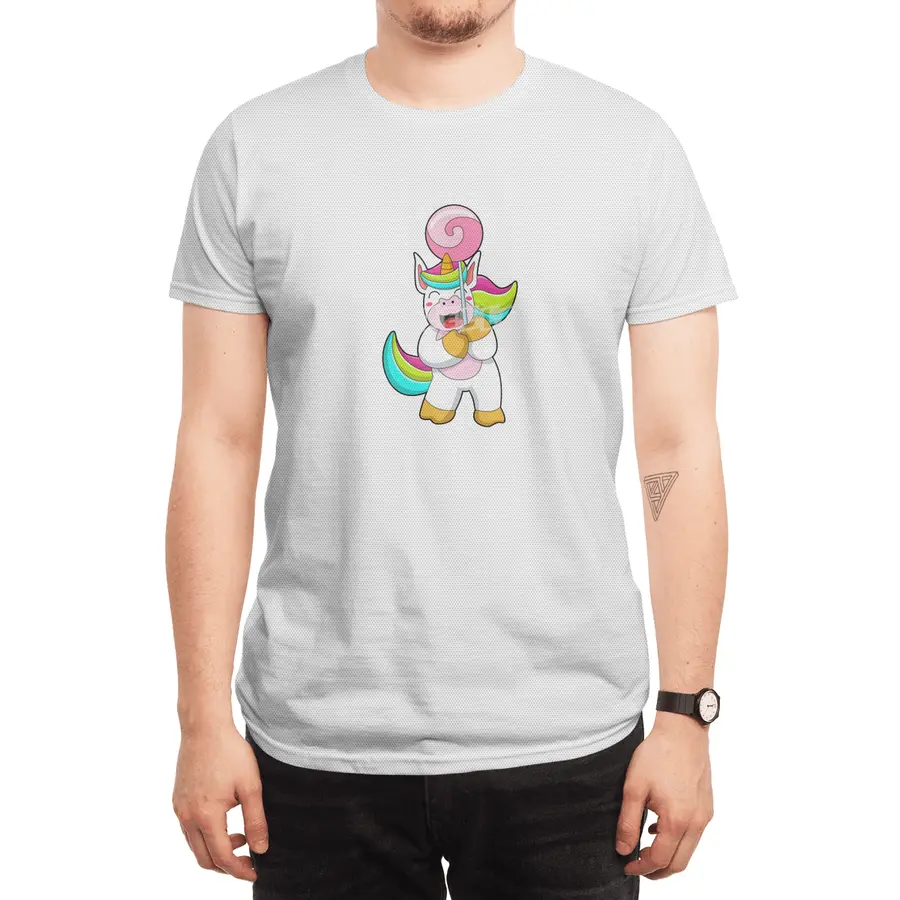 Unicorn with Lollipop Spor T-Shirt