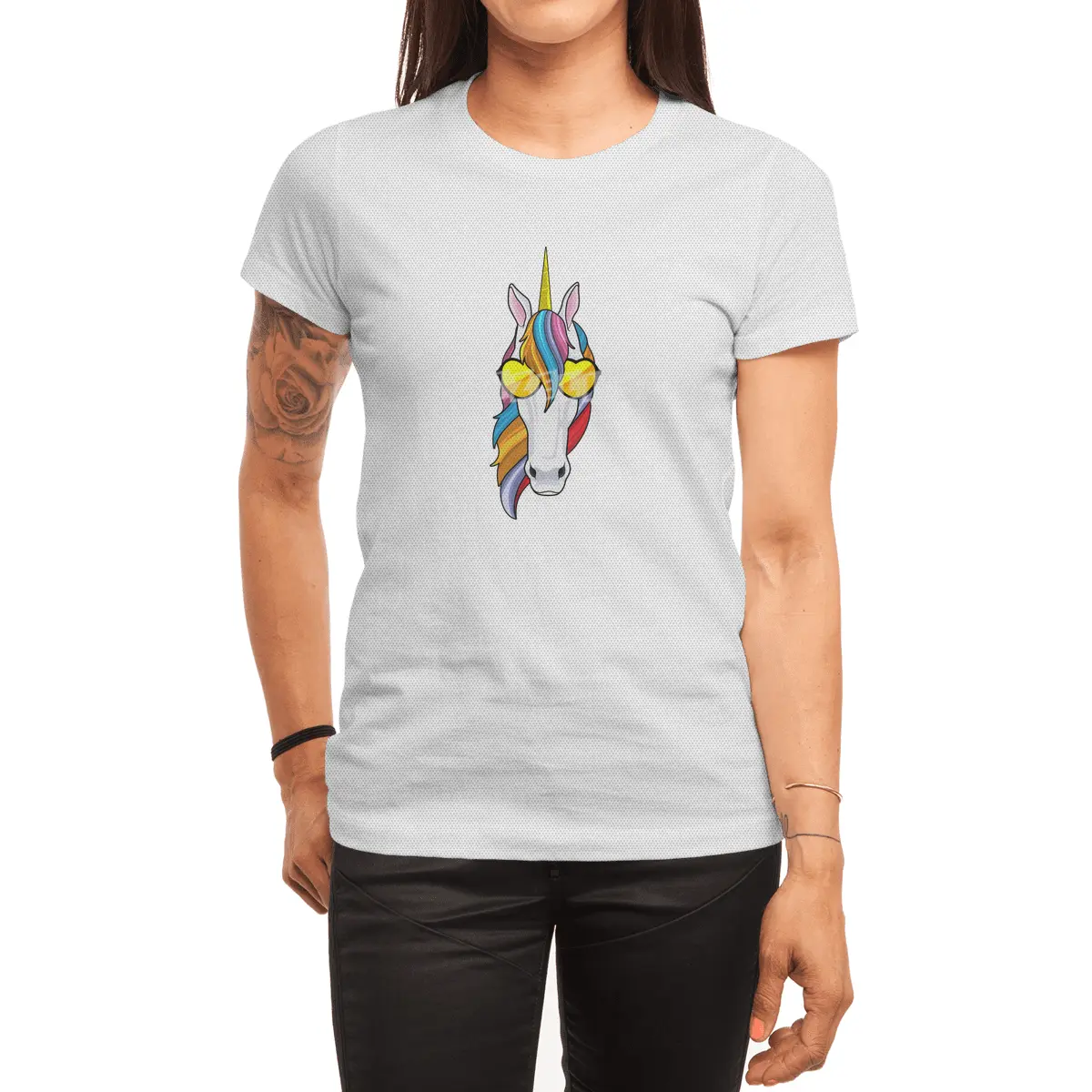 Unicorn with Sunglasses Spor T-Shirt