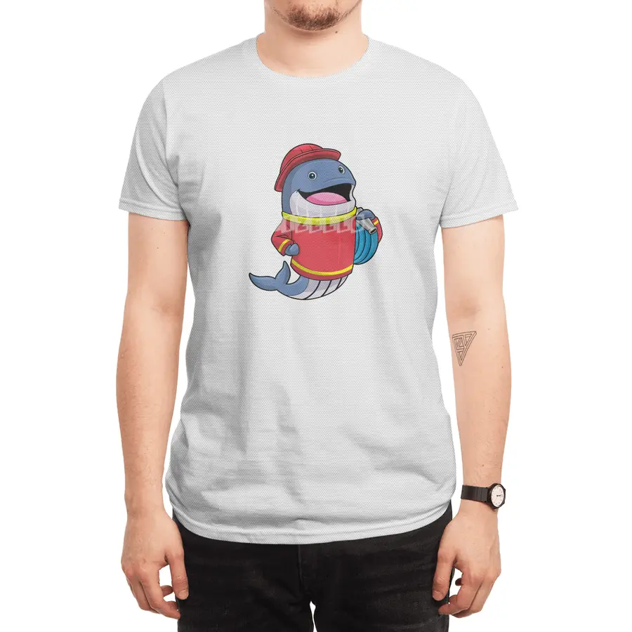 Whale as Firefighter with Hose Spor T-Shirt