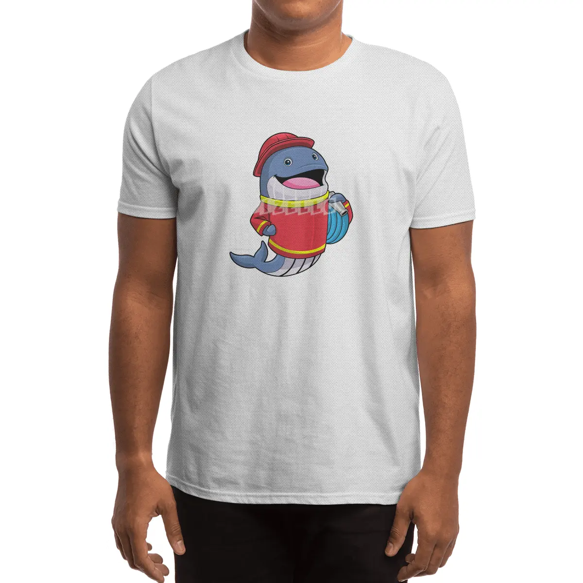 Whale as Firefighter with Hose Spor T-Shirt