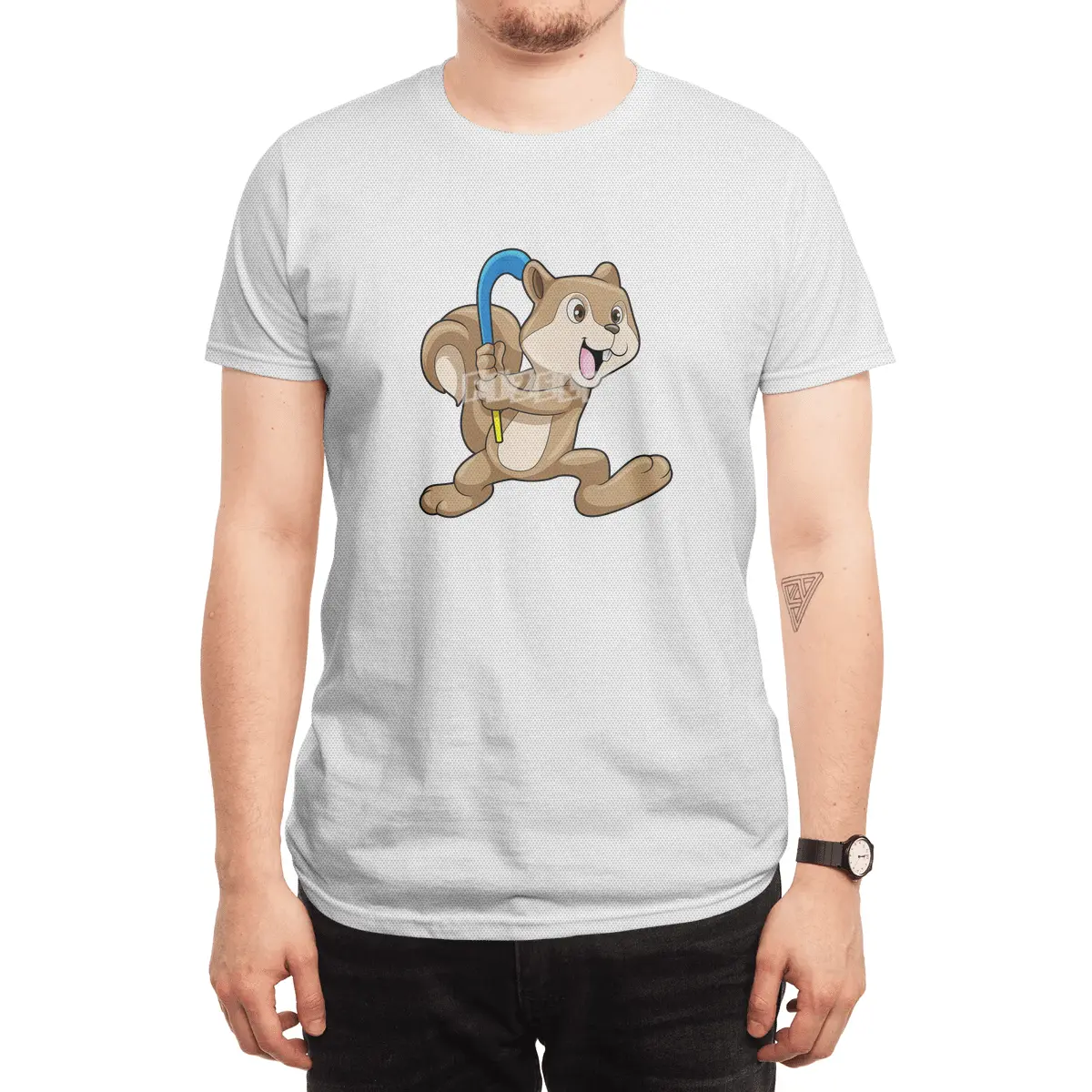 Squirrel at Field hockey with Hockey stick Spor T-Shirt