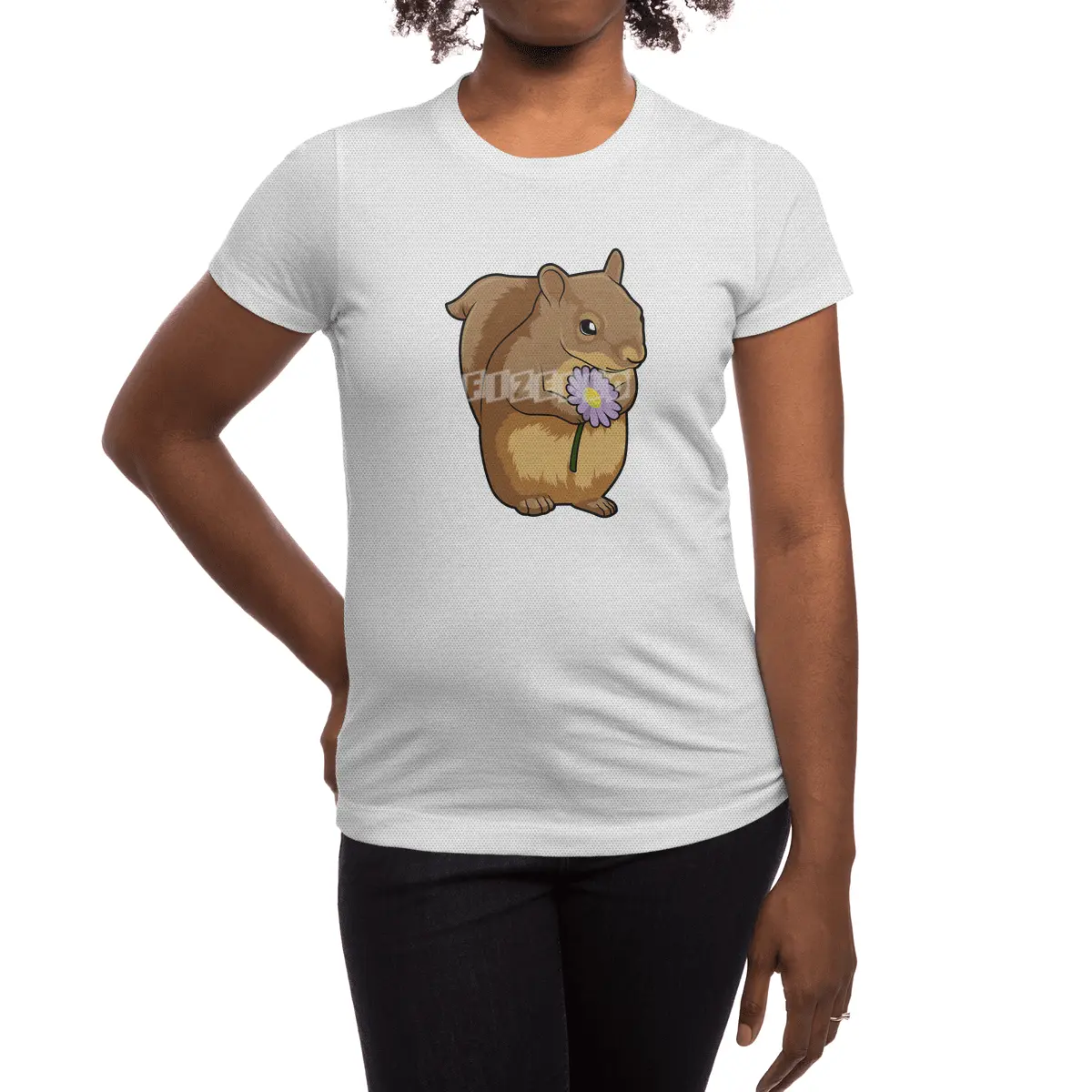 Squirrel with purple Flower Spor T-Shirt