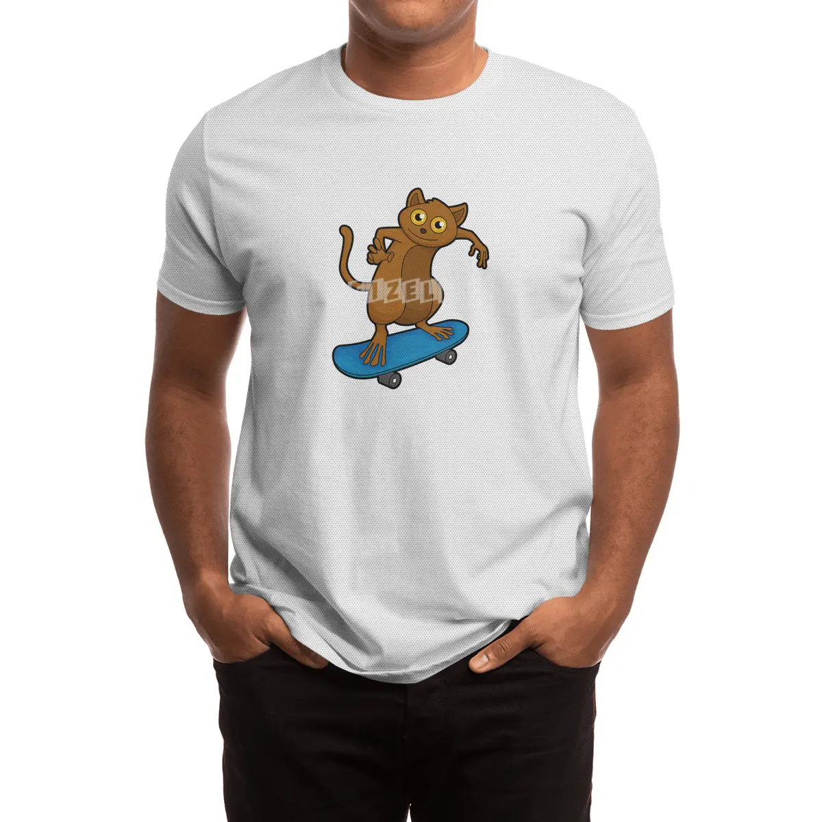 Tarsier as Skater with Skateboard Spor T-Shirt