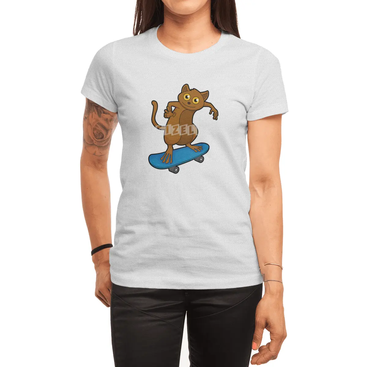 Tarsier as Skater with Skateboard Spor T-Shirt