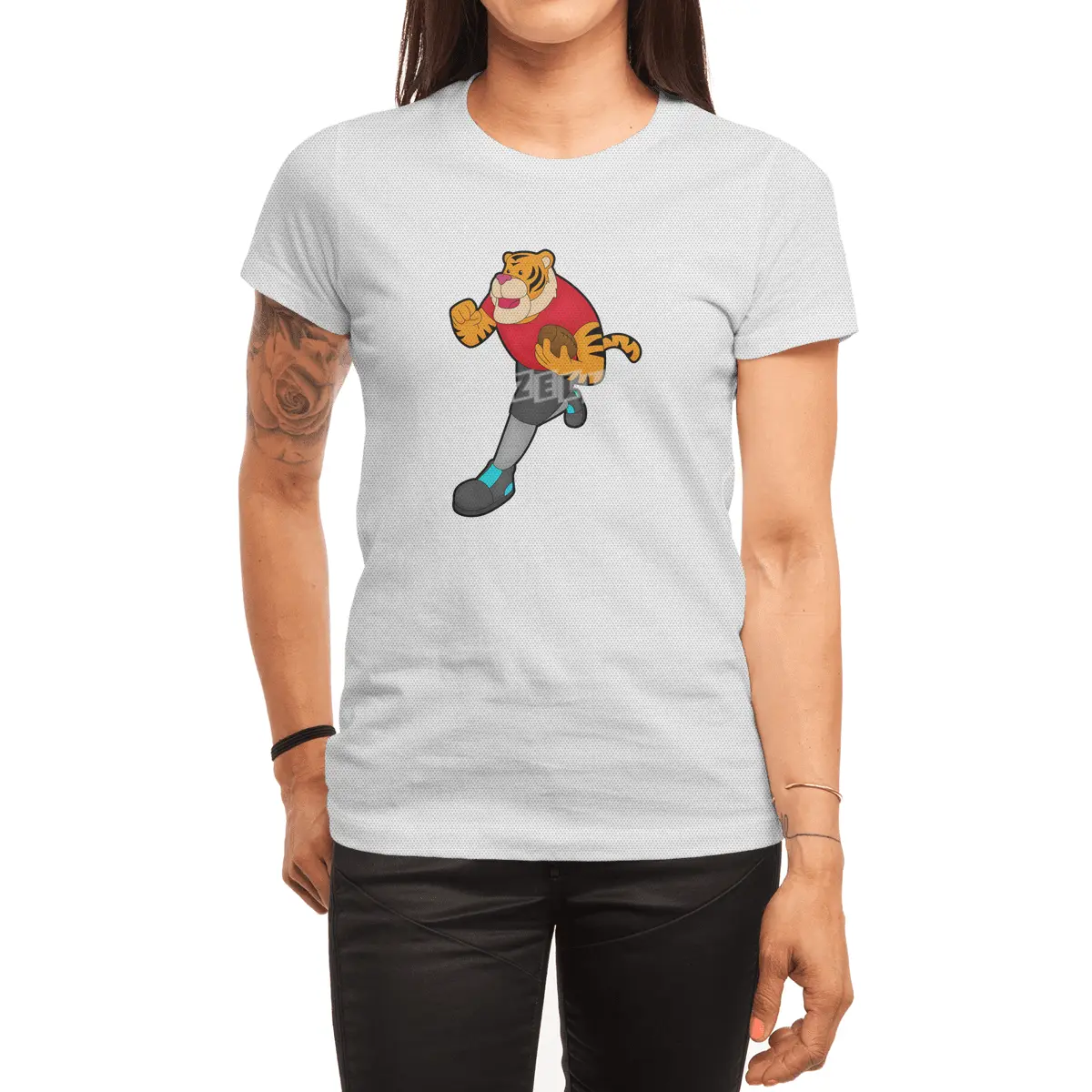 Tiger as Football player with Football Spor T-Shirt
