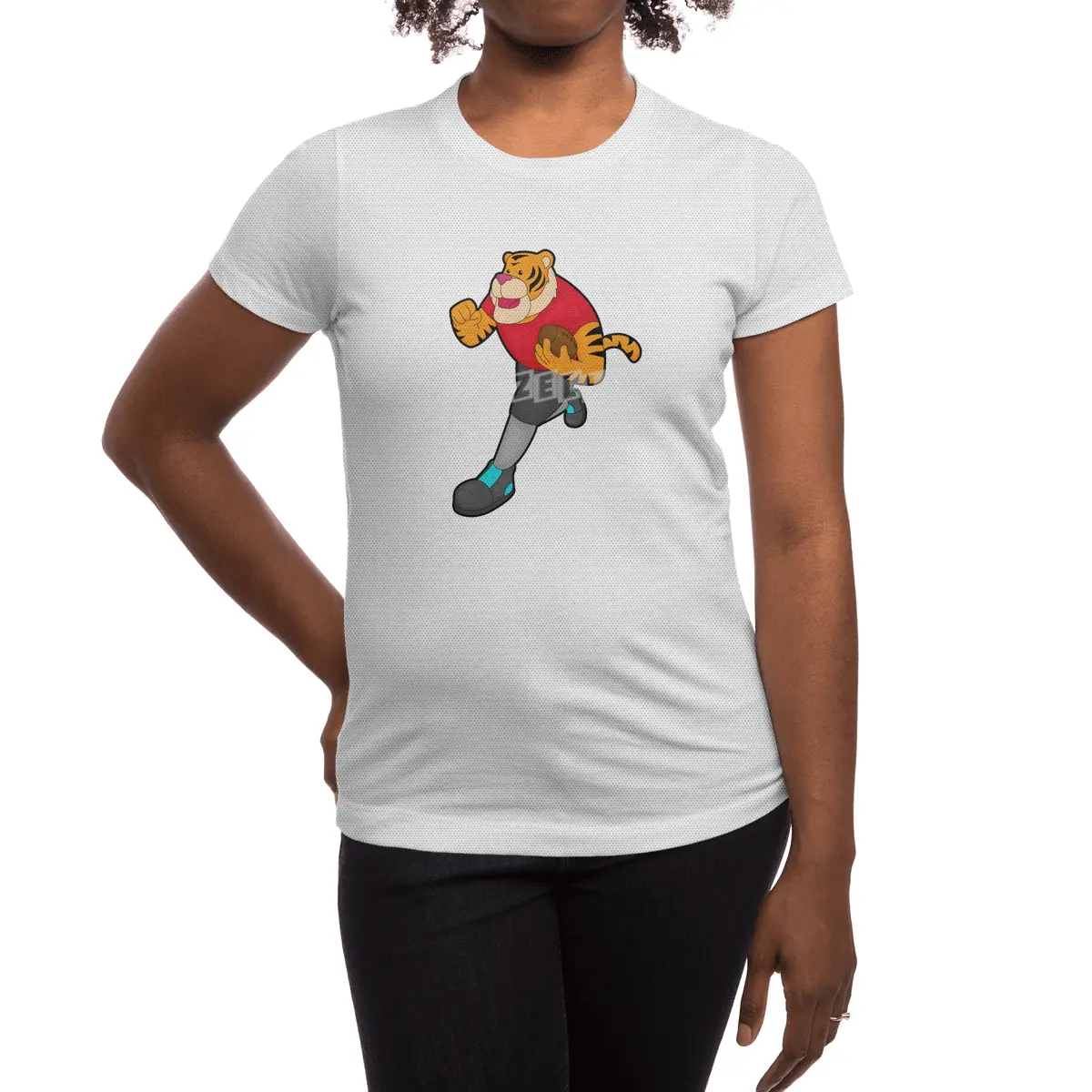 Tiger as Football player with Football Spor T-Shirt