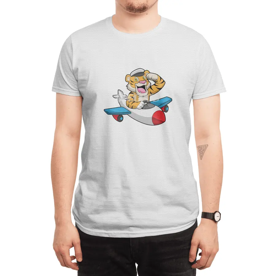 Tiger as Pilot in Plane Spor T-Shirt