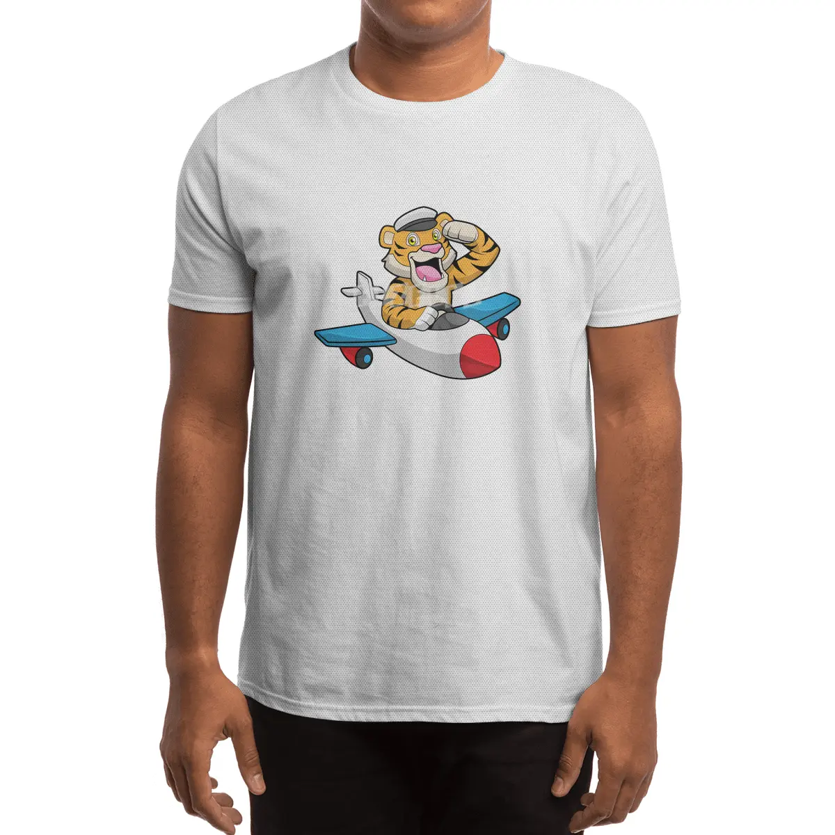 Tiger as Pilot in Plane Spor T-Shirt