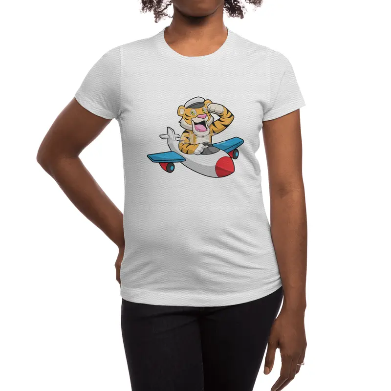 Tiger as Pilot in Plane Spor T-Shirt