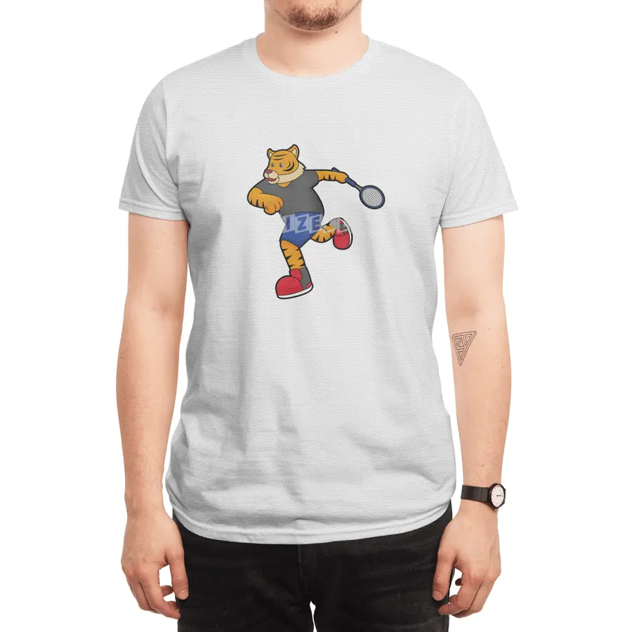 Tiger as Tennis player with Tennis racket Spor T-Shirt