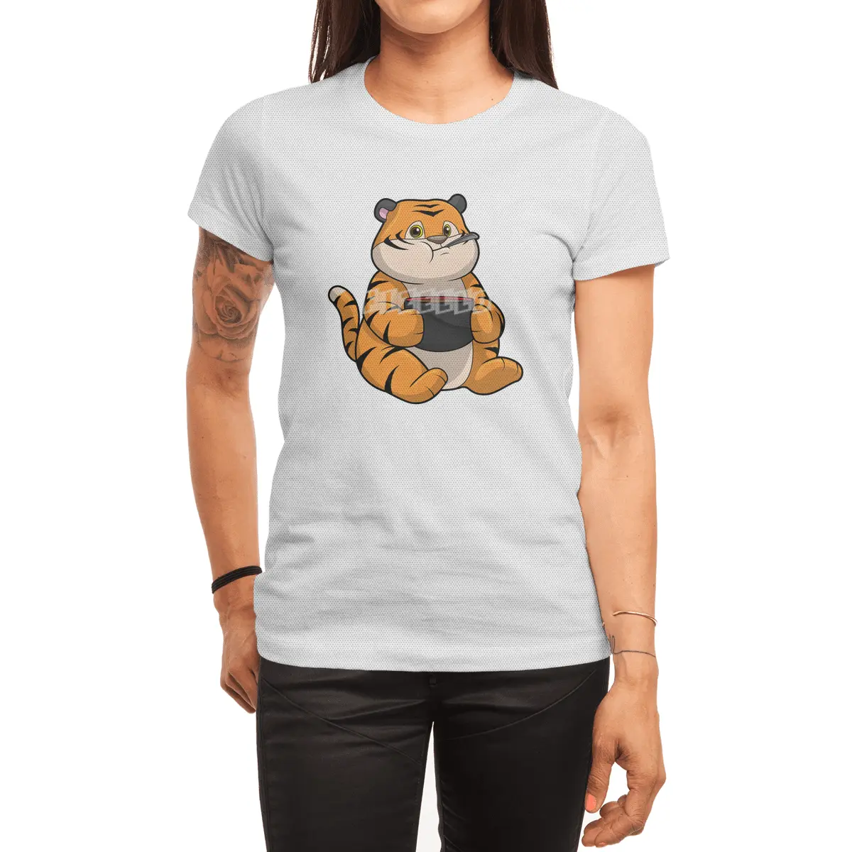 Tiger at Eating with Bowl Spor T-Shirt