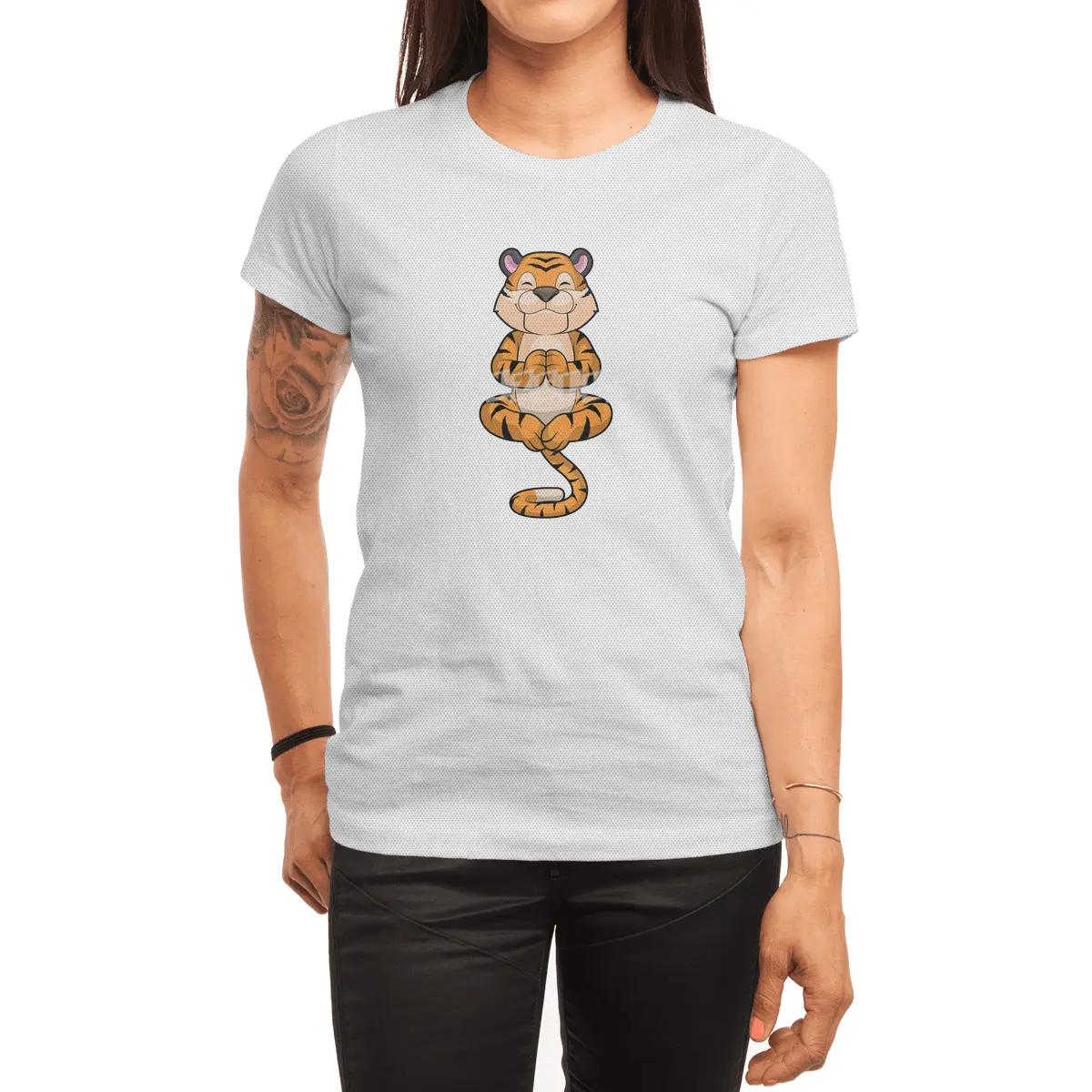 Tiger at Yoga Fitness Spor T-Shirt
