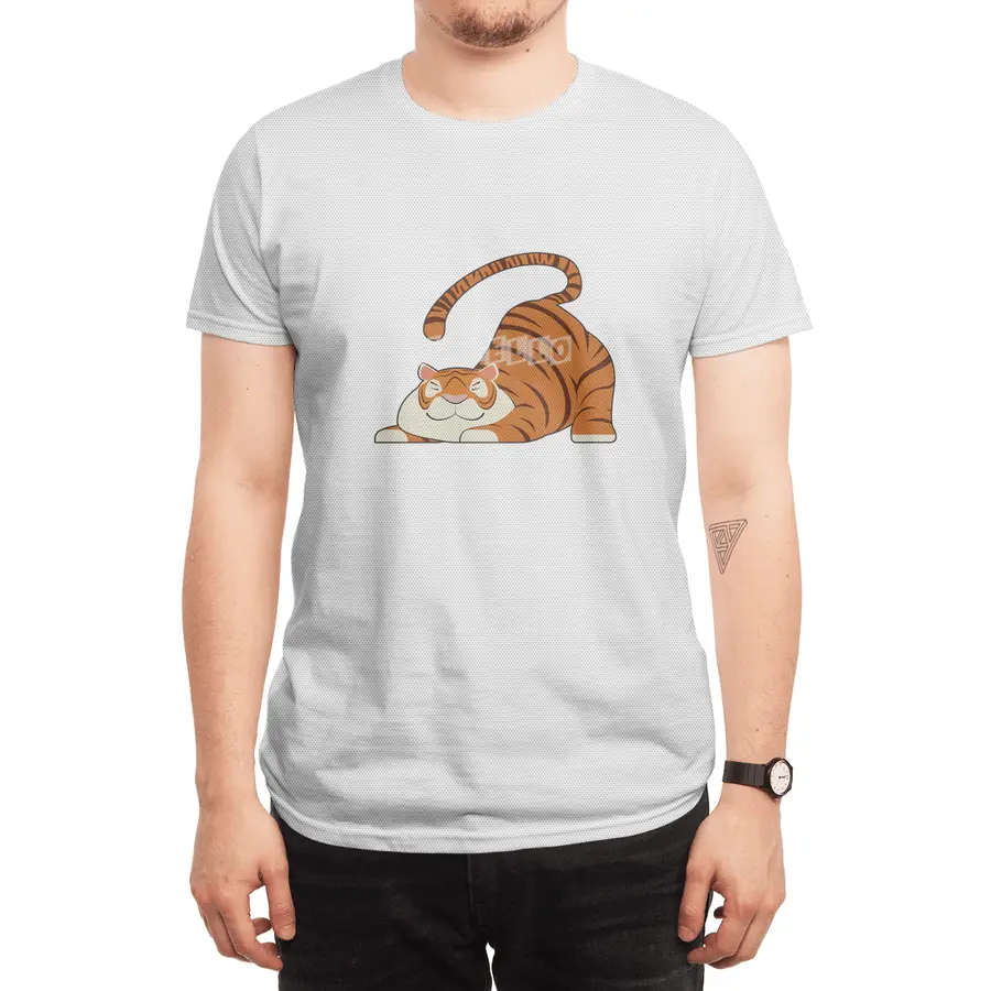 Tiger at Yoga Stretching Exercises Spor T-Shirt