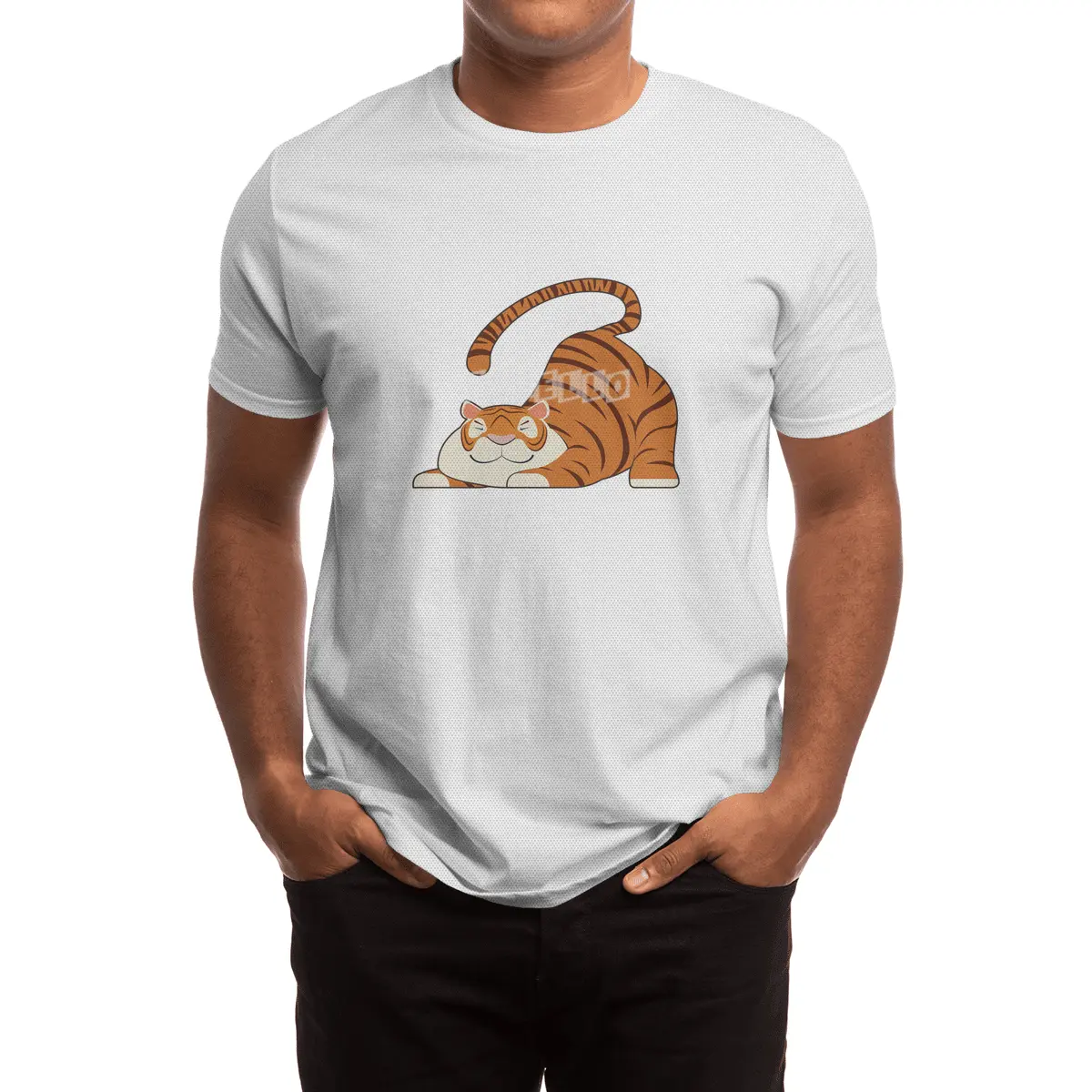 Tiger at Yoga Stretching Exercises Spor T-Shirt