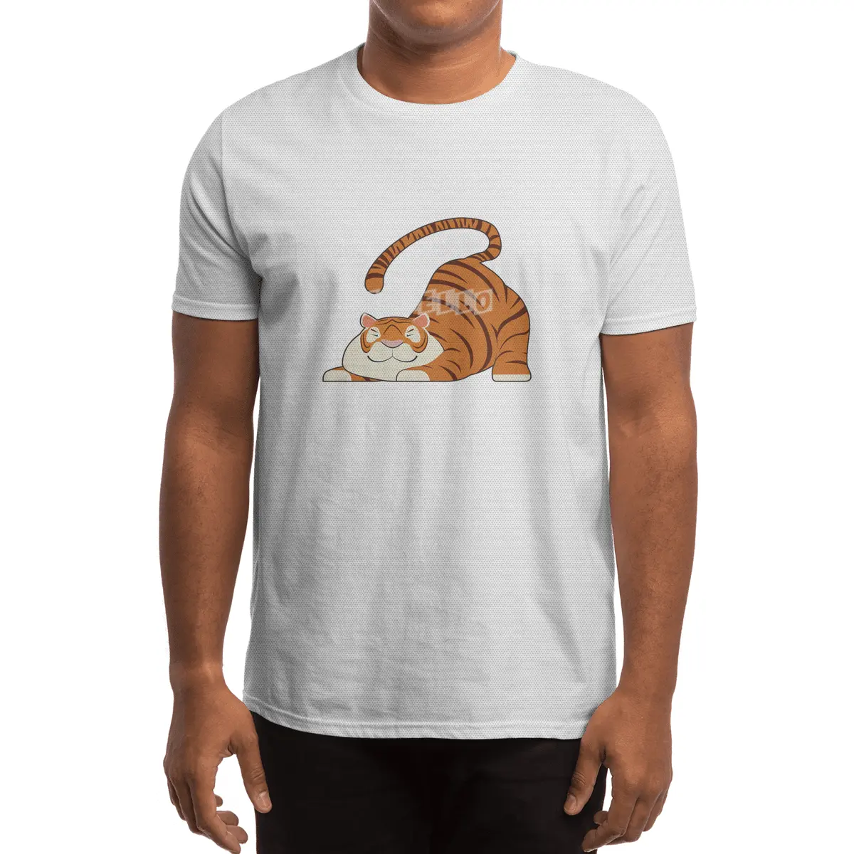 Tiger at Yoga Stretching Exercises Spor T-Shirt