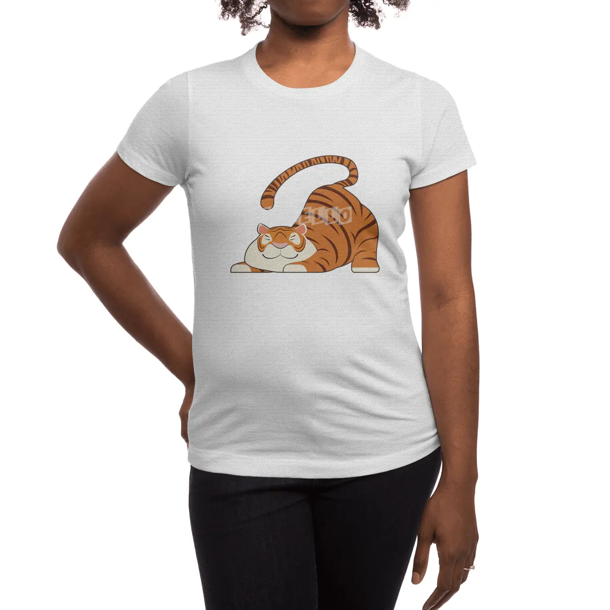 Tiger at Yoga Stretching Exercises Spor T-Shirt