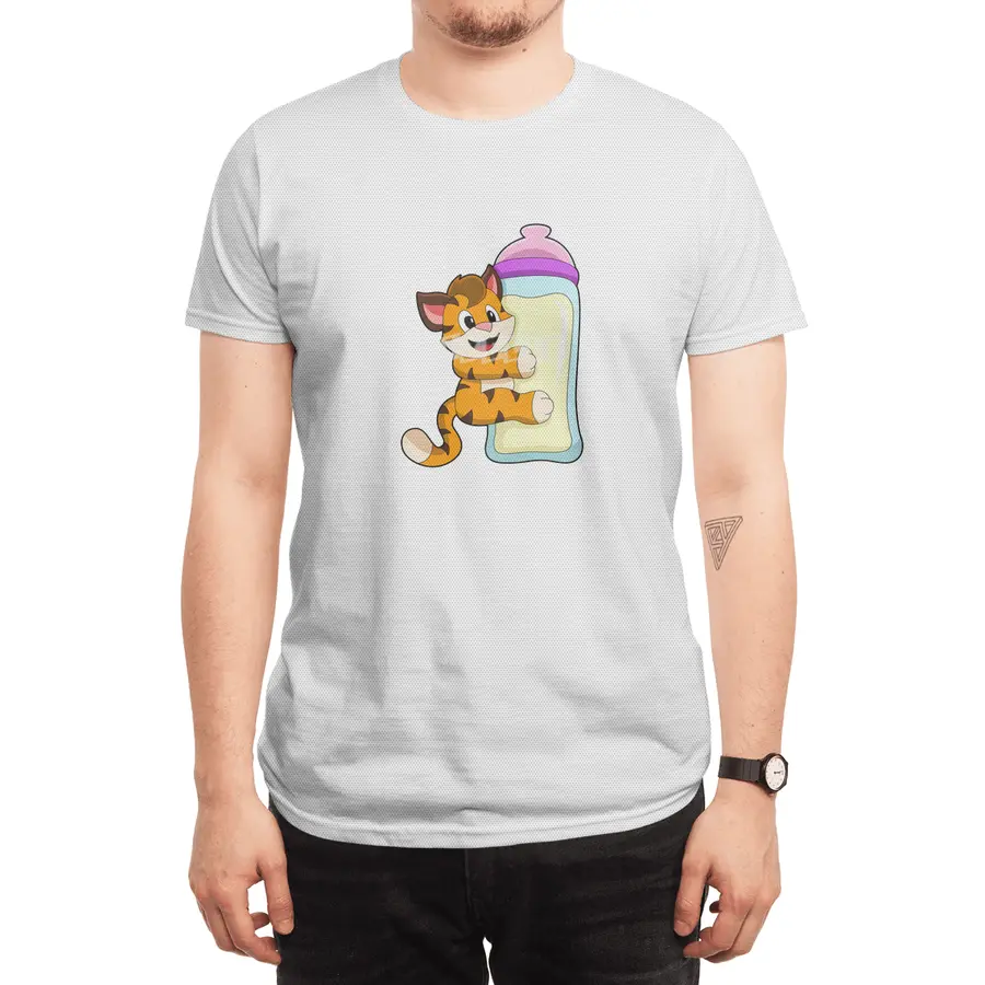 Tiger with Baby bottle of Milk Spor T-Shirt