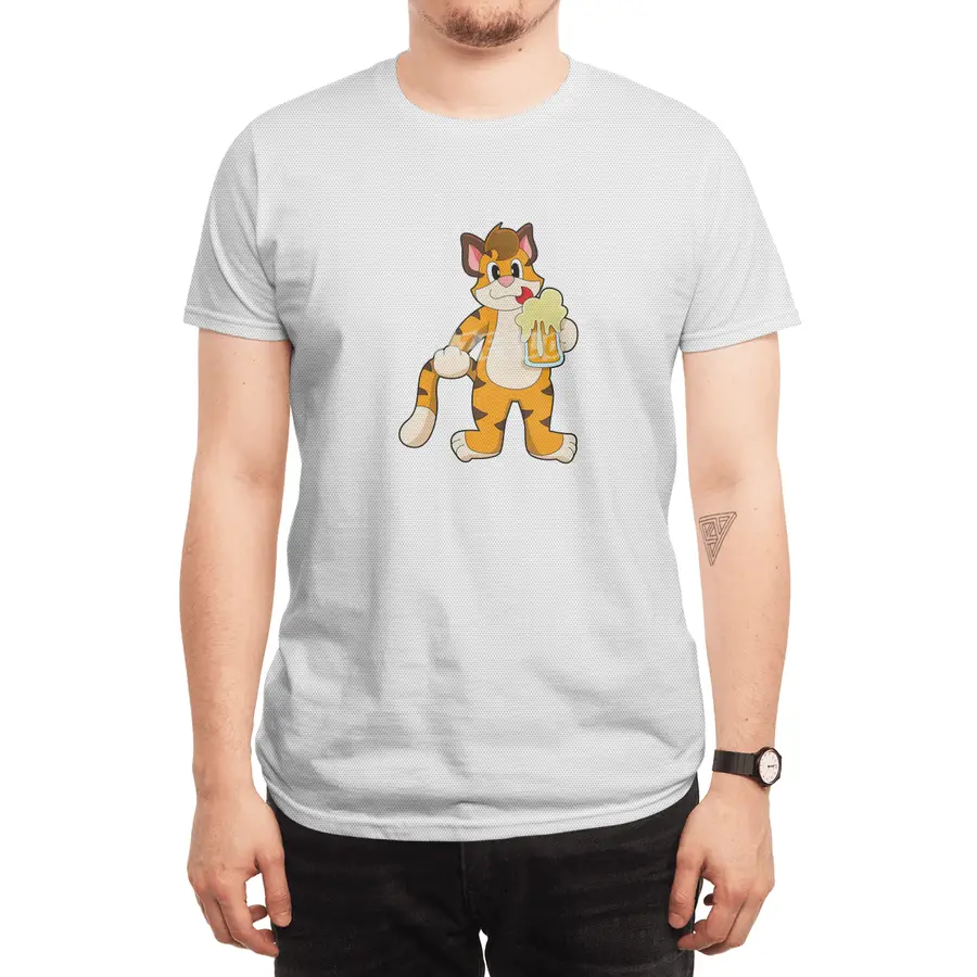 Tiger with Mug of Beer Spor T-Shirt