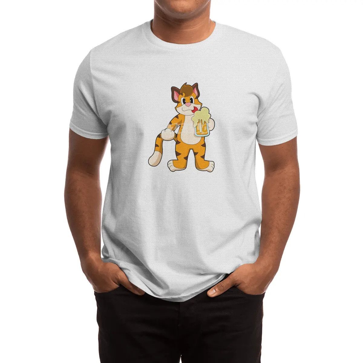 Tiger with Mug of Beer Spor T-Shirt
