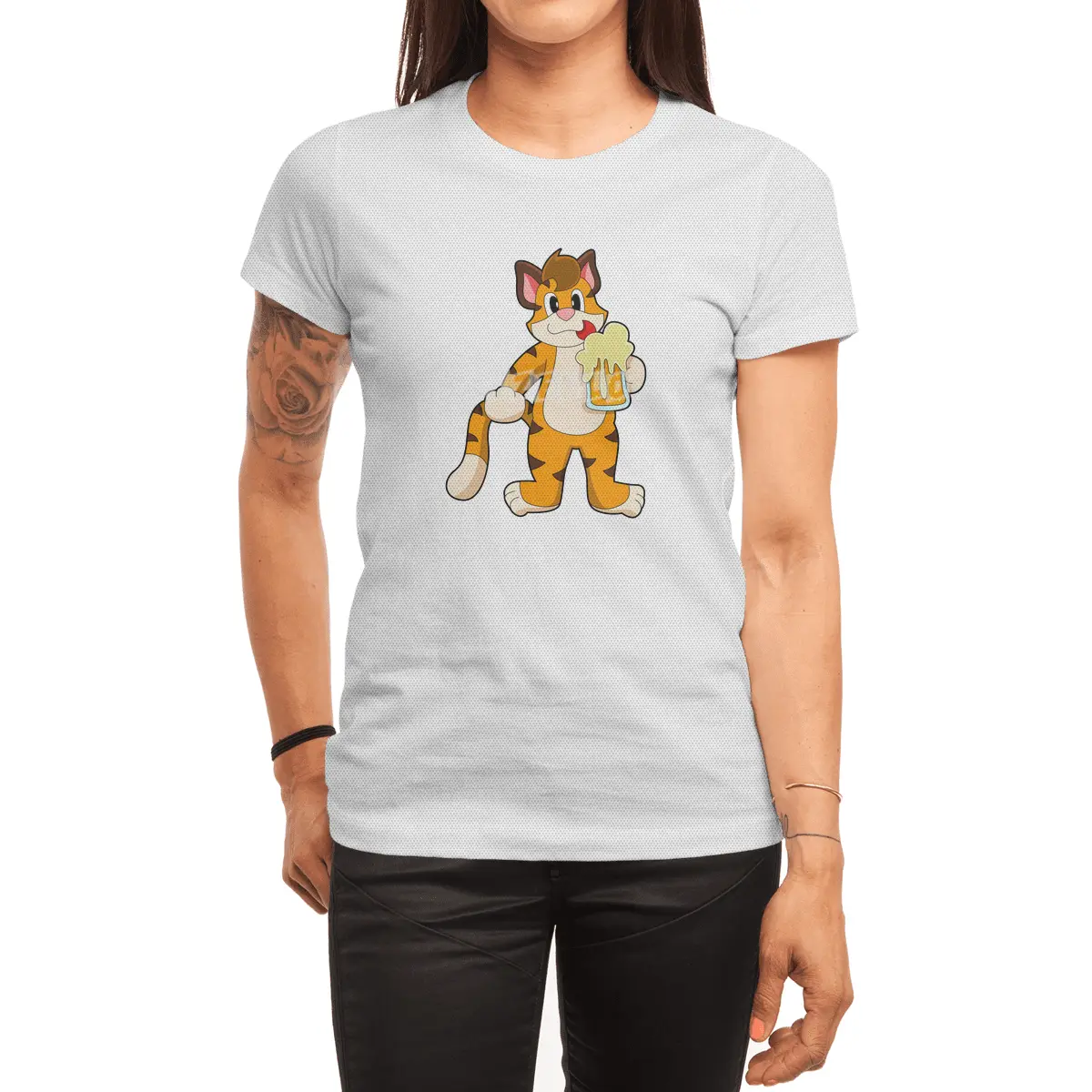 Tiger with Mug of Beer Spor T-Shirt