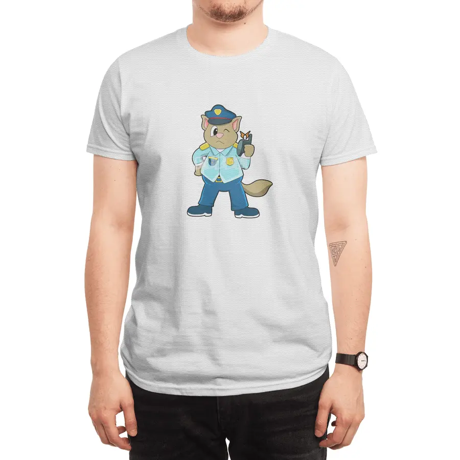 Tomcat as Police officer with Uniform & Microphone Spor T-Shirt