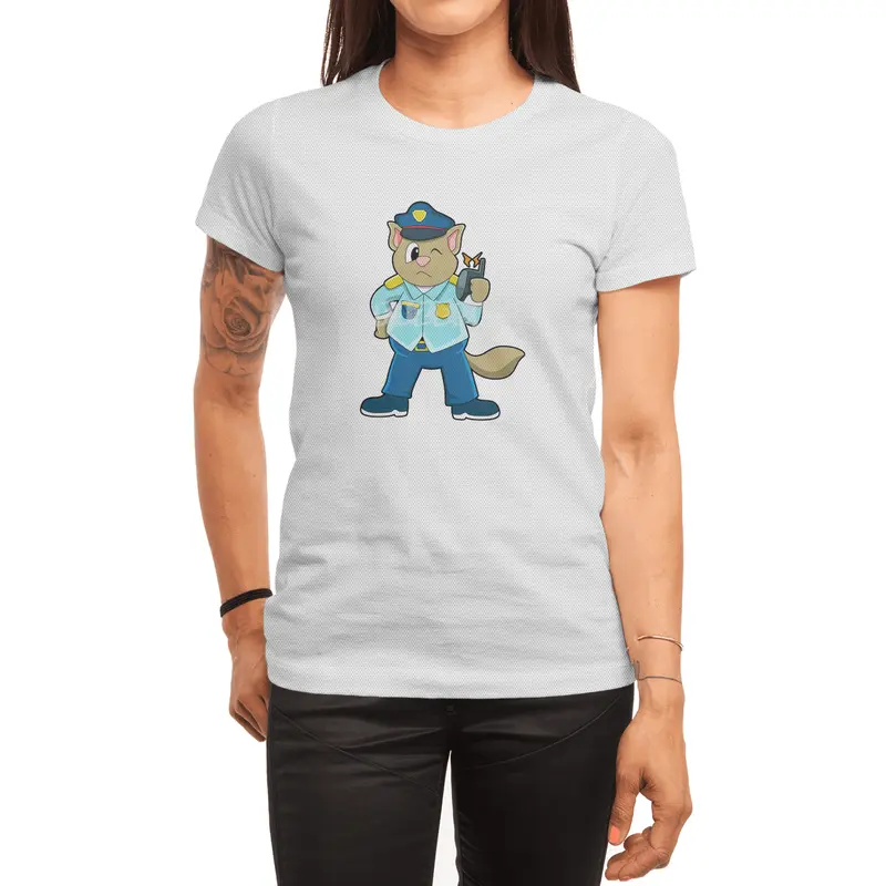 Tomcat as Police officer with Uniform & Microphone Spor T-Shirt